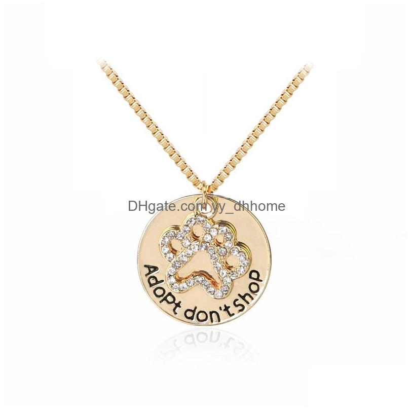 Pendant Necklaces Adopt Dont Shop Animal Lovers For Women Crystal Cat Dog Claw Box Chains Shelter Pet Rescue Fashion Jewelry Gift Dr Dhj3B