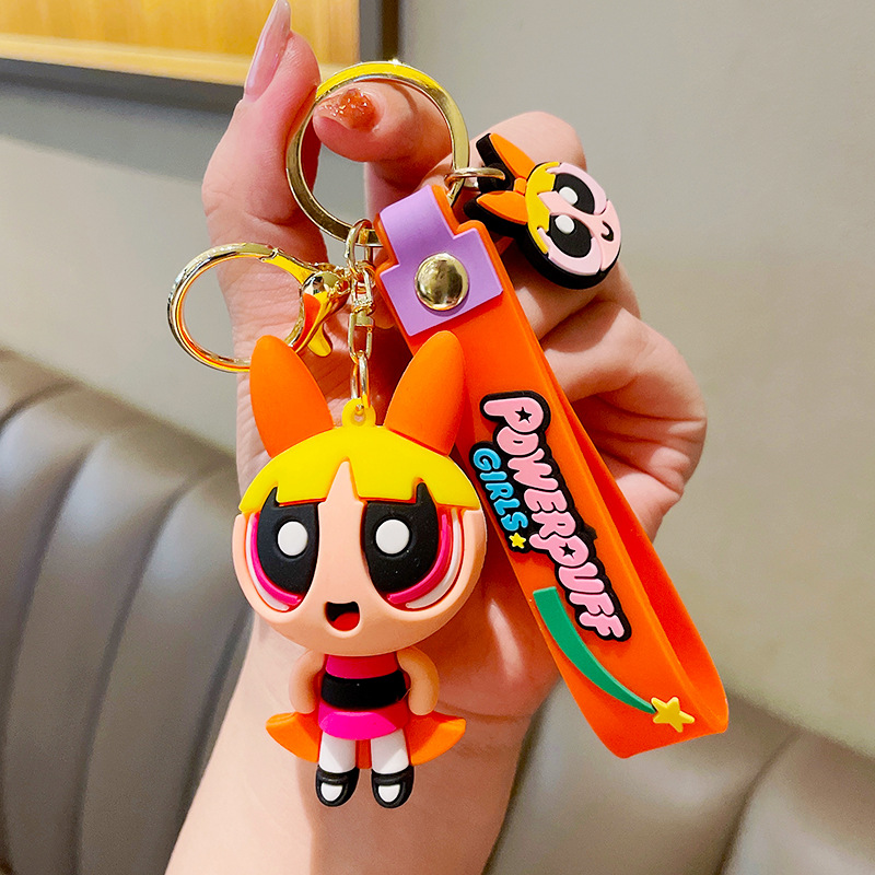 Cartoon anime flying police girl doll car backpack keychain pendant