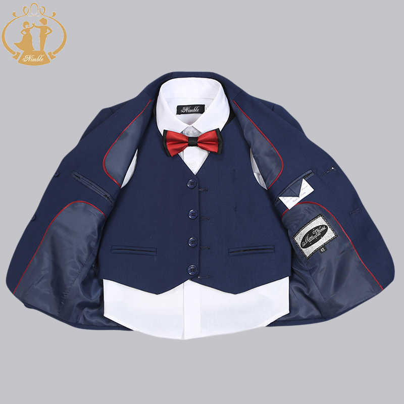 Suits New Arrival Solid Navy Blue Boys Suits for Weddings Children Party Host Costume Wholesale Clothing Coat Pants Vest BlazerHKD230704