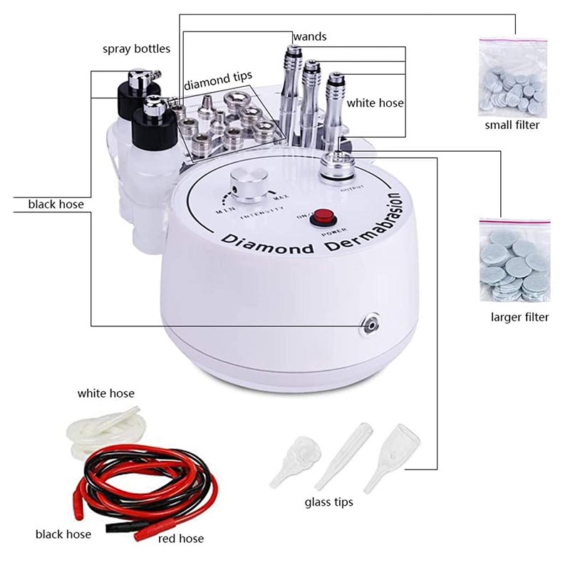 3 en 1 Diamant Microdermabrasion Dermabrasion Machine Eau Spray Exfoliation Beauté Machine Anti-Rides Facial Peeling Dispositif