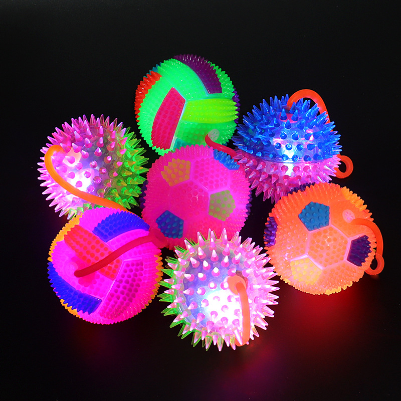24 ピース/箱子供光るボールおもちゃ LED ライトアップ点滅ソフトとげのあるマッサージボール弾性楽しいおもちゃ子供スクイズ抗ストレスおもちゃ LT0099