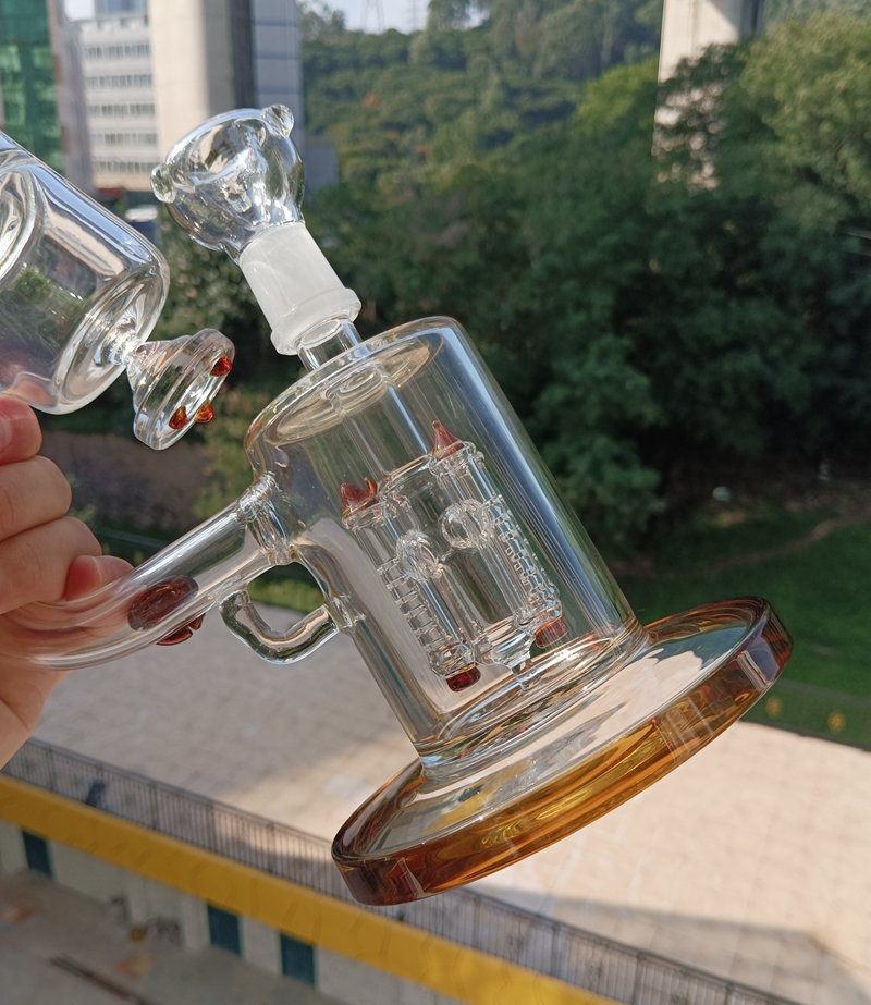 14 pollici microscopio vetro acqua bong narghilè olio Dab Rig pipe con Rocket Perc