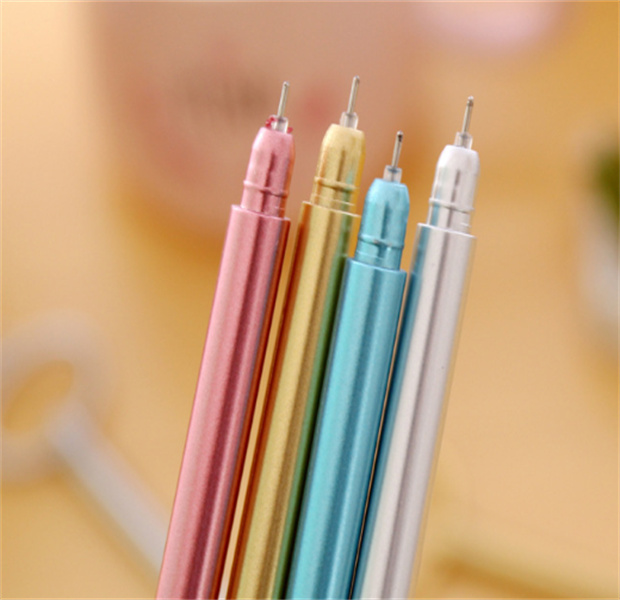 창조적 인 키 모양 0.5 mm 젤 펜 검은 잉크 잉크 kawaii 스쿨 문구 어린이 선물 황금 ​​슬리버 블루 JL1454