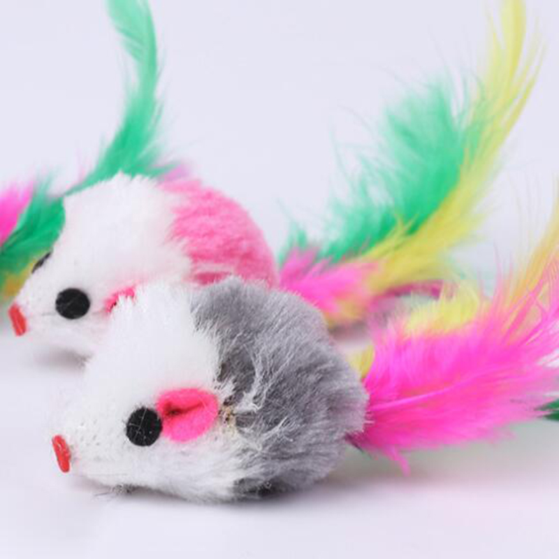 Chat jouets souris en peluche Simulation souris pour chats chiens drôle FeatherCat jouet en peluche son