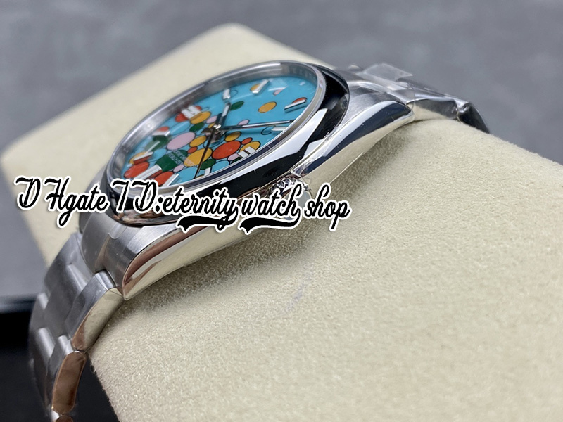 EWF ew124300 A3230 automatisch herenhorloge 41 mm turkooisblauw feestmotief wijzerplaatmarkeringen 904L stalen oesterstalen armband Super Edition eternity horloges