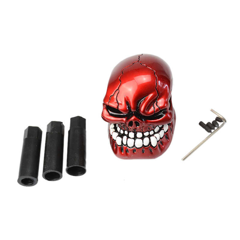 New Universal red Manual Gear Stick Shift Shifter Lever Knob Car Manual Gear Stick Shifter Lever Knob Wicked Carved Skull Head Shape