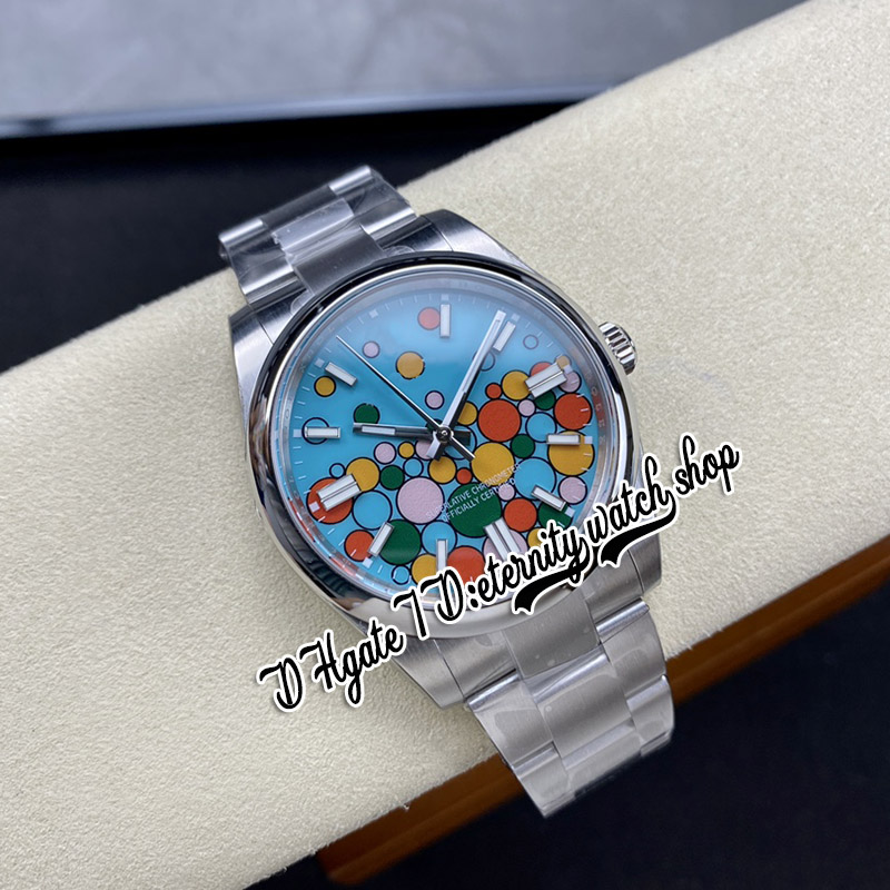 EWF ew124300 A3230 Automatisk Herrklocka 41mm Turkosblå Celebration-Motif Dial Stick Markers 904L Steel OysterSteel Armband Super Edition evighetsklockor