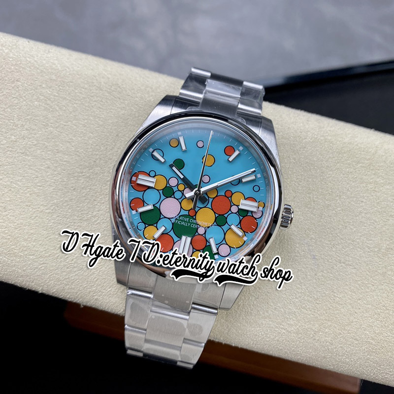 EWF ew124300 A3230 Automatyczny męski zegarek 41mm Turkusowy niebieski Celebration-Motif Dial Stick Markery Stal 904L OysterSteel Bransoletka Super Edition Wieczne zegarki