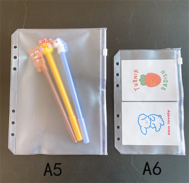 A5/A6/A7 PVC バインダーカバークリアジッパー収納袋 6 穴防水文具袋オフィス旅行ポータブルドキュメント袋 JL1456