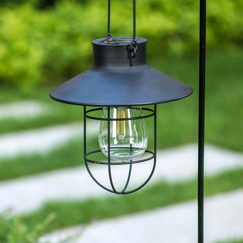 Pathway Solar Light with filament bulb, Hanging Solar Lantern with hook Dusk to Dawn for garden patio court yard fence gate