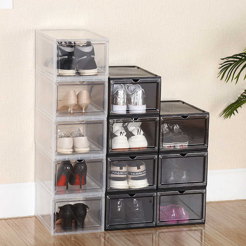 Kunststoff-Schuhe-Kasten, transparente Hausschuhe, Turnschuhe, Aufbewahrung, Schuhbox, Heimschrank, Organizer, staubdichtes Regal, Stapel, Schuhbox L230705