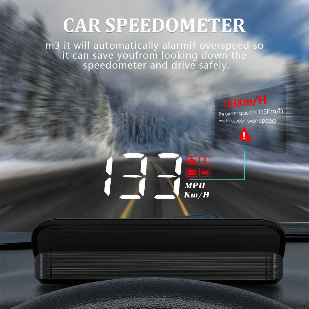2024 2024 WYING M3 AUTO OBD2 GPS Affichage tête haute électronique Auto Projecteur HUD Affichage des accessoires de compteur de vitesse de voiture numérique pour toutes les voitures