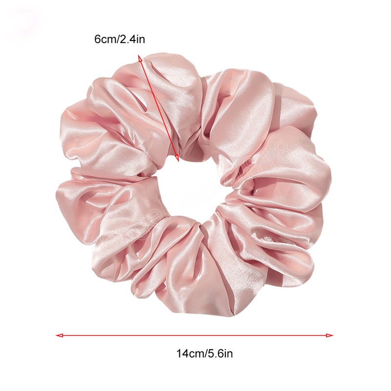 Women Satin Silk Hair Scrunchies Sweet Girls Hair Ring Solid Color Ponytail Holder Hair Rubber Bands Large Size Hair Accessories