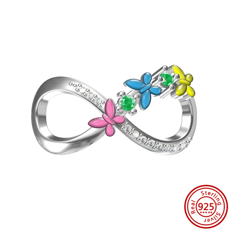 925 Silver bead fit Charms Pandora Charm Bracelet Butterfly Flowers Series Spring New charmes ciondoli DIY Fine Beads Jewelry