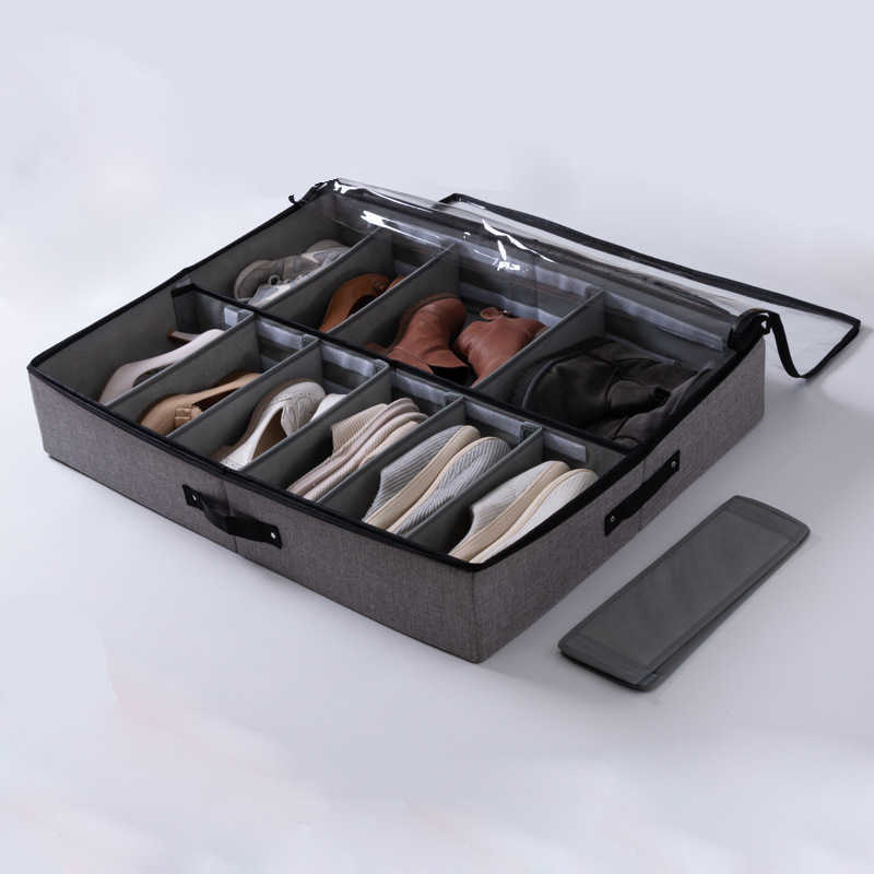 Foldable Under Bed Organizer Home Shoes Storage Box Transparent Dust-Proof Shoes Cabinet Bag Closet Organizer L230705