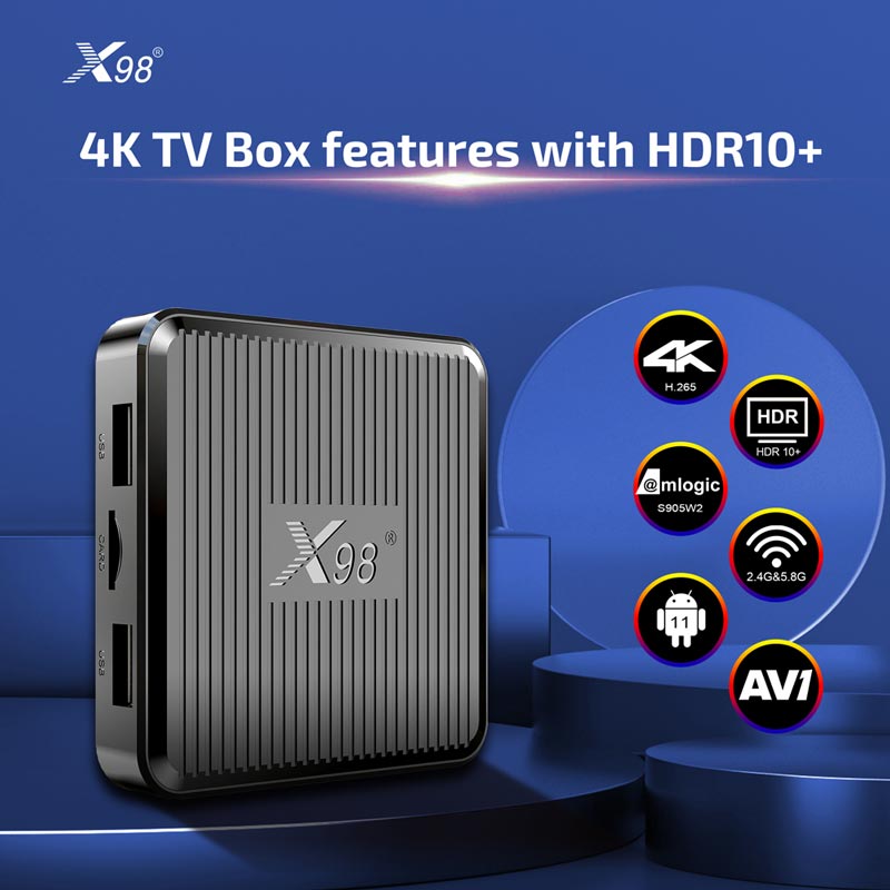 X98Q TV BOX ANDROID 10 RAM 1G 2G ROM 8G 16G 4K HDR10+ MINI 5Gセットトップボックス