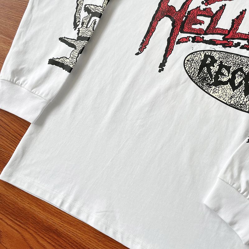 Hellstar recdrds ins mesma marca de moda europeia e americana de algodão de manga comprida t-shirt homens camisolas gola redonda manga longa ao ar livre street hoodies SMLXL