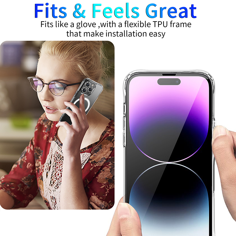 Casos de telefone de acrílico cristal transparente para iphone 15 14 Plus 13 12 11 Pro Max XsMax Xr Xs X Capa de telefone transparente Compatível com carregador sem fio Magsafe