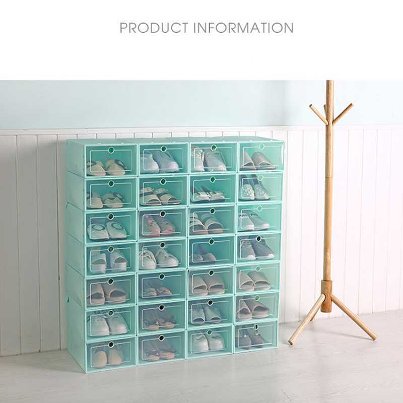 2 pçs conjunto de caixa de sapato multicolor dobrável de armazenamento de plástico claro organizador de casa rack de sapato pilha display organizador de armazenamento caixa única L230705