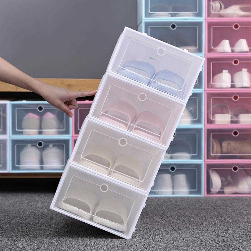 Stapelbar förvaringslåda Transparent Flip-Open Lock Skor Lådväska Organizer Damm- och fuktbeständig förvaring Flip Shoe Box L230705