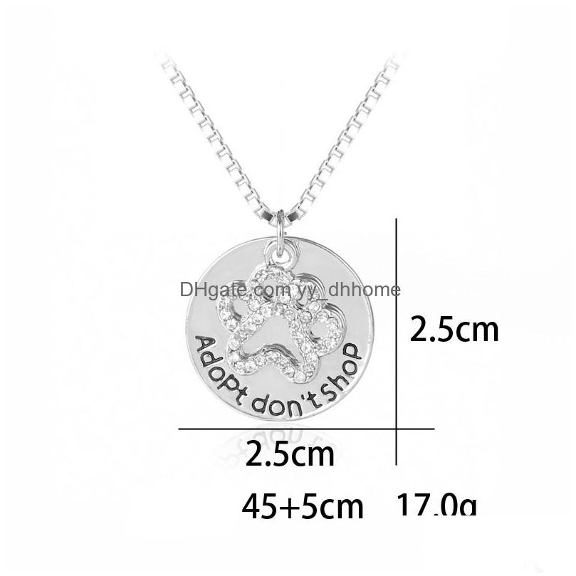 Pendant Necklaces Adopt Dont Shop Animal Lovers For Women Crystal Cat Dog Claw Box Chains Shelter Pet Rescue Fashion Jewelry Gift Dr Dhj3B