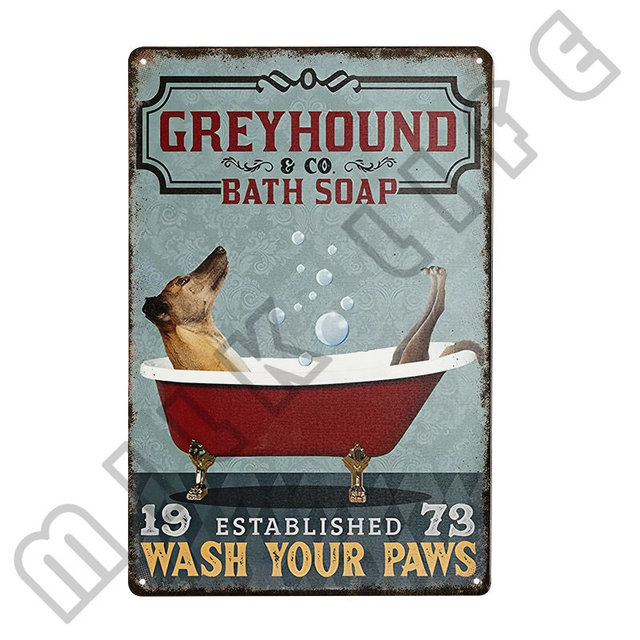 Chart pies metalowa plakietka emaliowana łazienka Pet Vintage znak sklep toaleta kawiarnia klub Pub dekoracje ścienne strona główna artystyczny obraz zwierząt w01