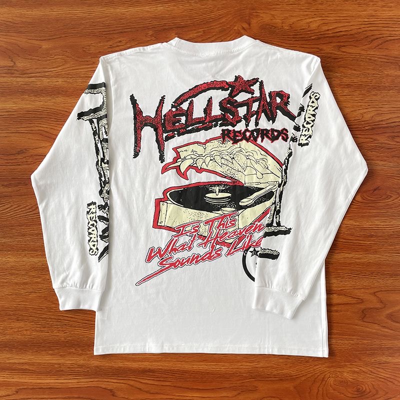 Hellstar recdrds ins mesma marca de moda europeia e americana de algodão de manga comprida t-shirt homens camisolas gola redonda manga longa ao ar livre street hoodies SMLXL