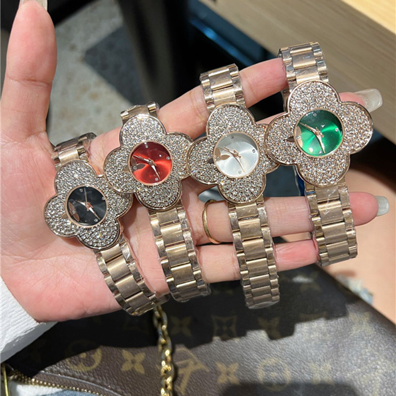 Moda pełny markowy zegarek na rękę kobiety panie kwiat Orologio styl luksusowy z logo stalowy metalowy pasek zegar kwarcowy L93