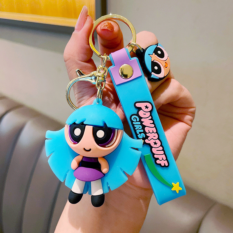 Cartoon anime flying police girl doll car backpack keychain pendant