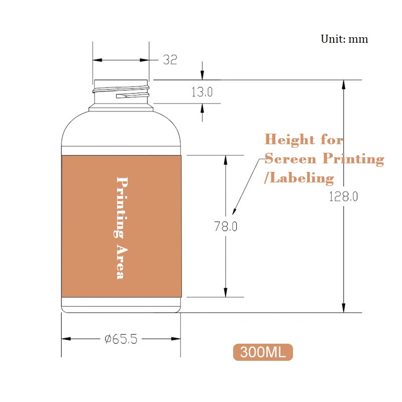 Amberblå plastpumpflaskor 10 oz 300 ml 16 oz 500 ml kosmetiska behållare för lotion Hudvård Serum Schampo Shower Gel Body Butter