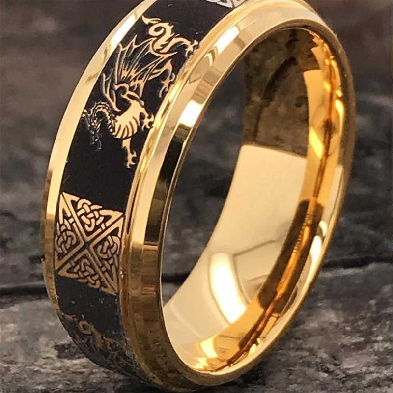 2023 Cool Gold Color Men Dragon Pattern Crystal Animal Ring Punk Man Jewelry 파티 웨딩 액세서리 L230620