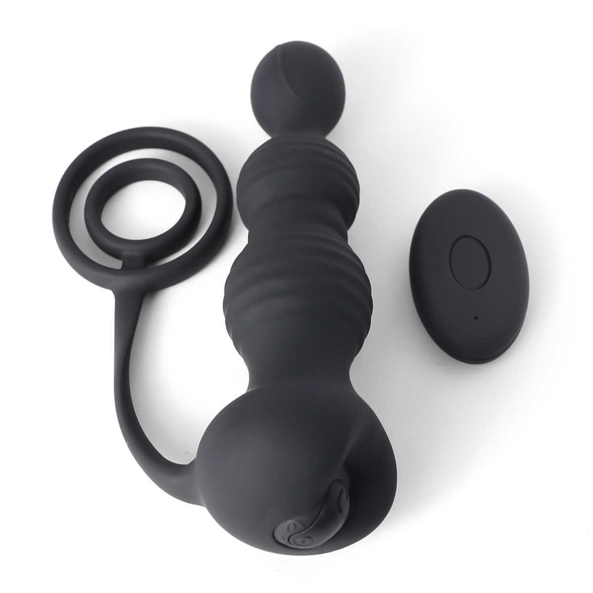 Plug anale in silicone Vibratore Expander Cock Ring Massaggiatore prostatico maschile Plugs Masturbatore Donna Uomo Giocattoli Analplug230706