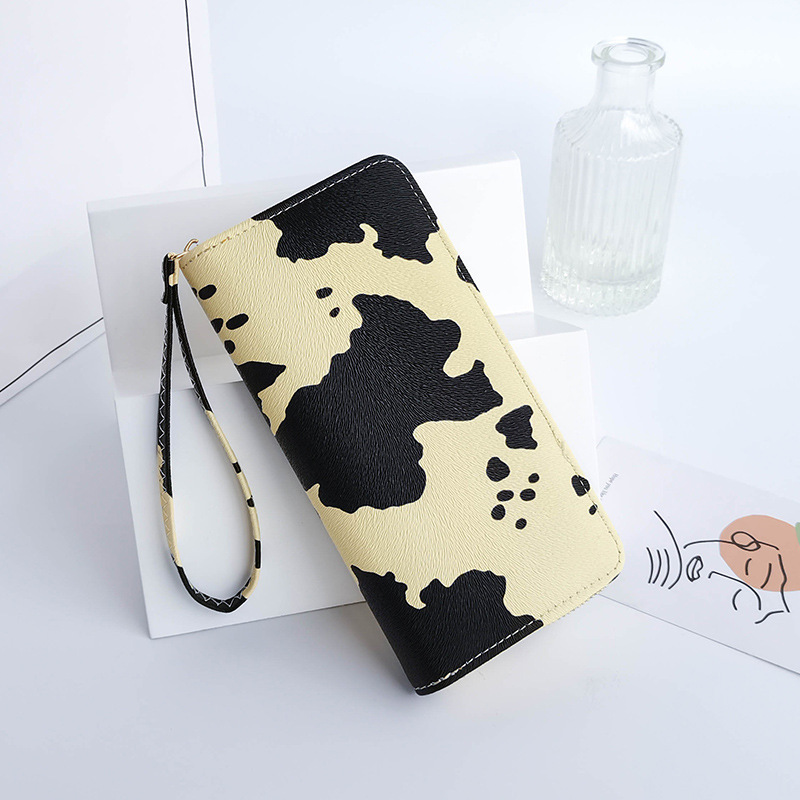 Wallets Women PU Cow Prints Square Long Credit Card Holder