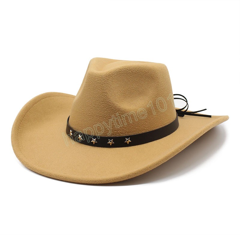 Herren Western Cowboy Hut 9CM Breite Krempe Vintage Filz Fedora Hut Cowgirl Panama Jazz Hut sombreros de mujer