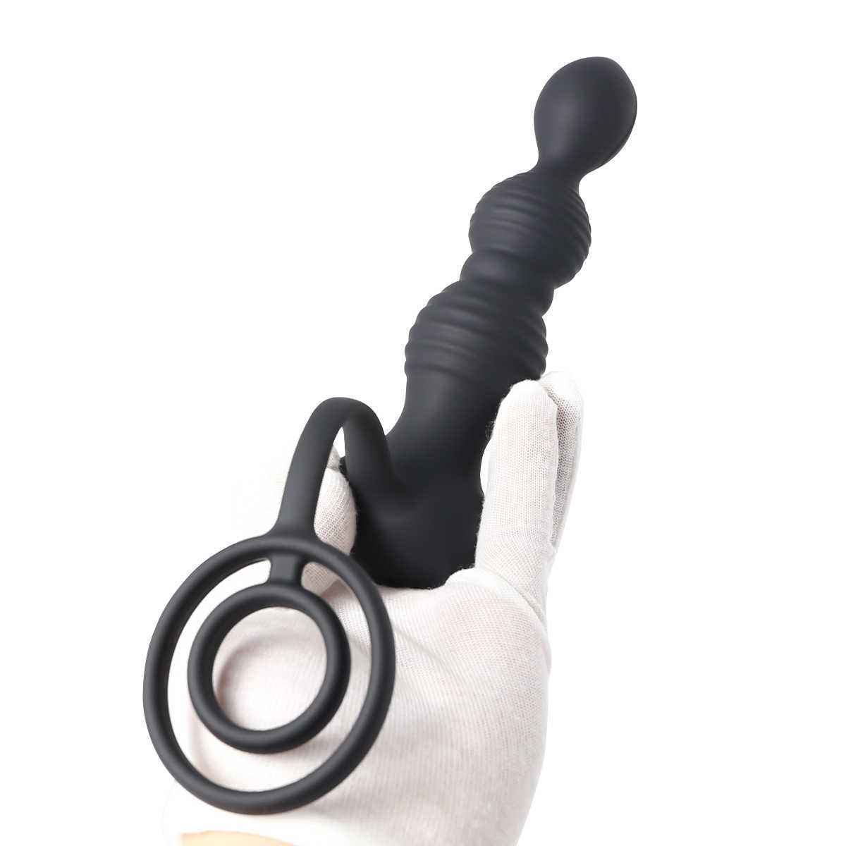 Plug anale in silicone Vibratore Expander Cock Ring Massaggiatore prostatico maschile Plugs Masturbatore Donna Uomo Giocattoli Analplug230706