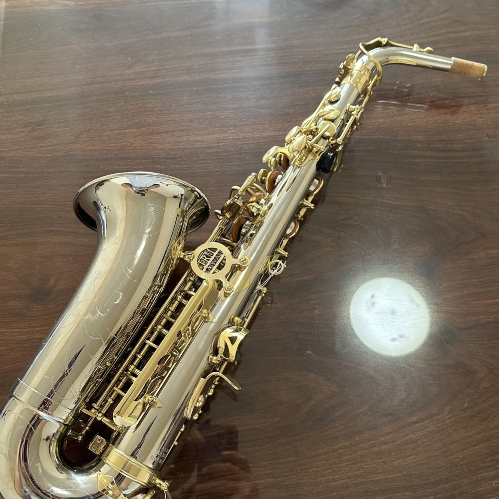 AS-800G saksofon altowy E-płaski mosiądz niklowany srebrny podwójne żebrowane wzmocnienie profesjonalna gra na instrumentach jazzowych z futerałem saksofon altowy