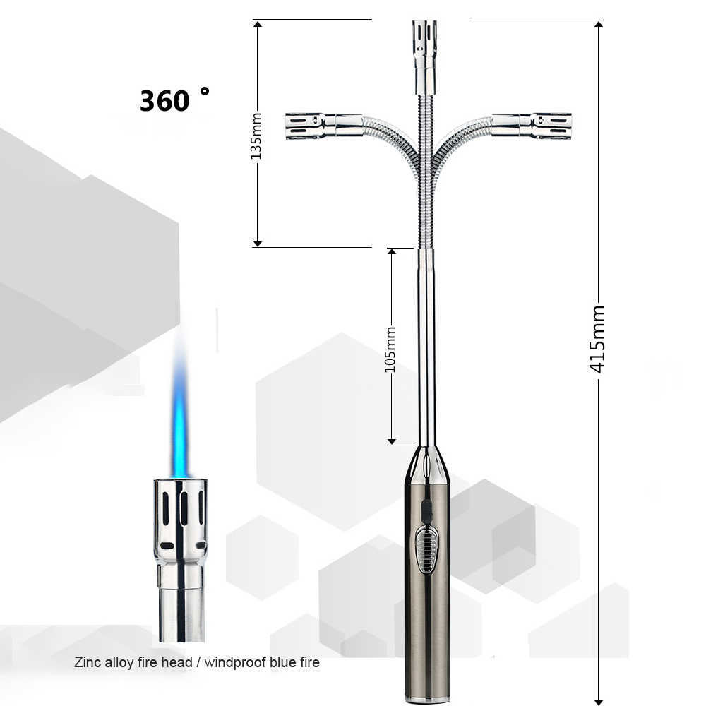 70 センチメートル青い炎ライターキッチンキャンドルロングブタンガスなし 360 度回転ストーブバーベキュー点火装置溶接トーチピクニックツール VZL8
