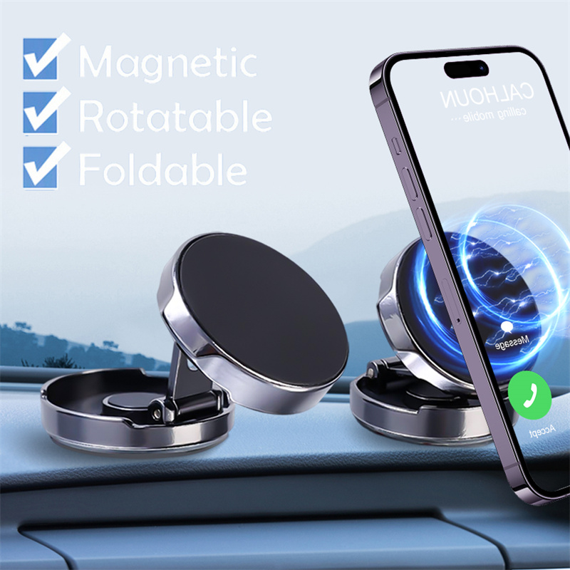 Universeller starker magnetischer Autotelefonhalter für drehbare Handyhalterung, faltbarer Handyständer, Magnet, GPS-Unterstützung für iPhone 14, 12, Samsung, 1 Stück