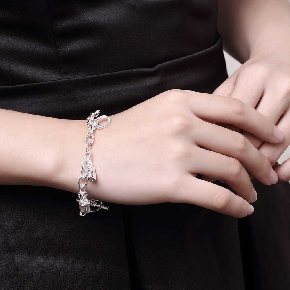Bracciale a ferro di cavallo moda bracciali con ciondoli squisiti ciondolo donna modelli semplici bracciali personalizzati regalo di compleanno colore argento