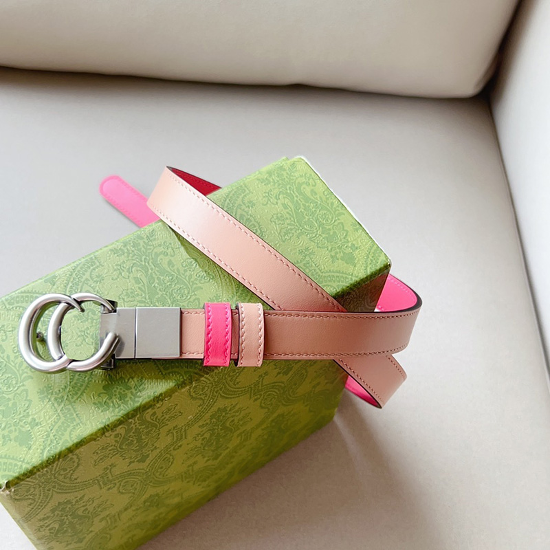 Top Quality Genuine Leather Women Belts Pink Color Gold Silver Hardware Fashion 2023 Lady Dress Belt Designer Waist Belts with Box