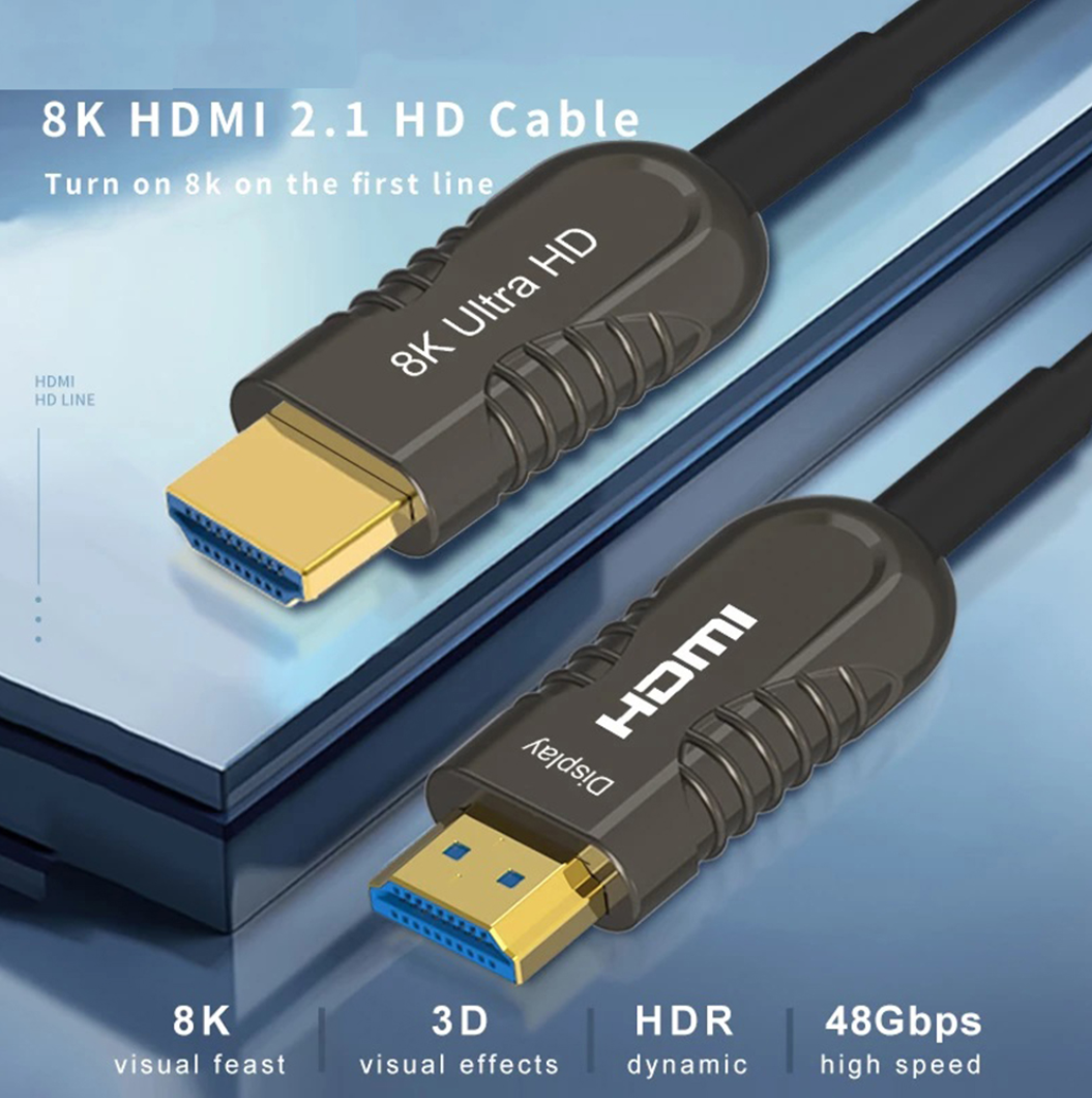 HDMI-kompatibler 2.1 Kabel-Glasfaserkabel 2 1 8K 60Hz 4K 120Hz 48 Gbit / s 144Hz Earc High Speed HDCP Dynamic HDR für HD TV-Laptop-Projektor-Spielkonsole