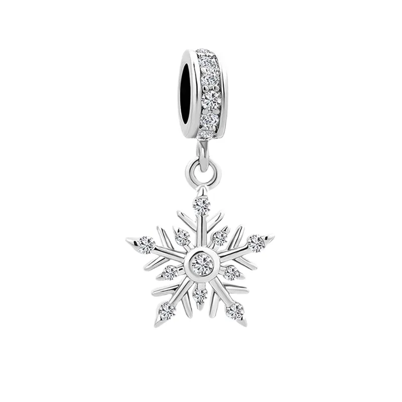 925 Silver Fit Pandora Charm 925 Bracelet Snowflake Charm Winter Christmas Charm Set Halloween charms set Pendant DIY Fine Beads Jewelry