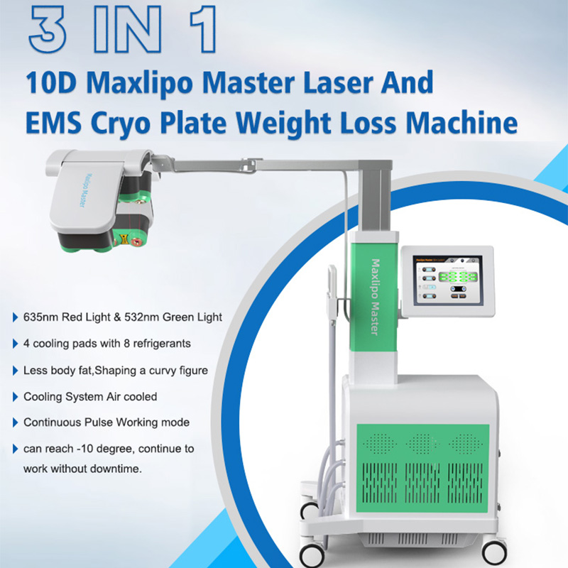 Terapia laserowa 10D do uśmierzania bólu Maszyna do utraty tłuszczu Zamrażanie kriogeniczne z EMS Budowanie mięśni Dioda laserowa 532nm 635nm Odchudzanie 10D Lipolaser Teatment Sprzęt do usuwania tłuszczu