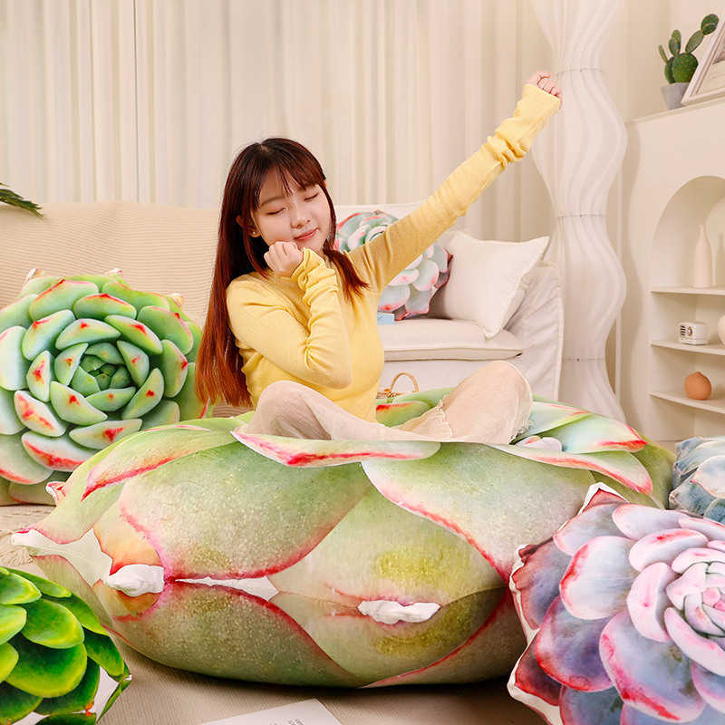 Stuffed Plush Animals 50/75CM Simulation Succulent Plants Plushie Pillow Lifelike Flowers Plush Cushion Stuffed Soft Pillow Creative Decor Gifts HKD230706