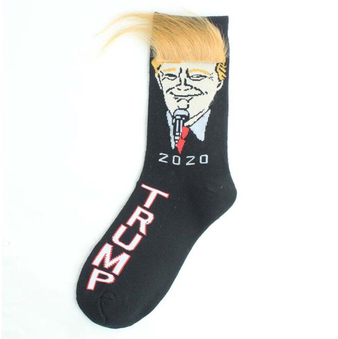 Женщины мужчины Трампа носки желтые волосы Смешные мультфильмы спортивные чулки хип -хоп носки