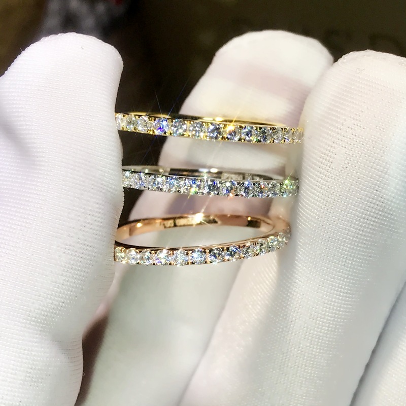 永遠女性 100% 925 スターリングシルバーリング模擬ダイヤモンド Cz 婚約結婚指輪リング女性男性パーティージュエリー
