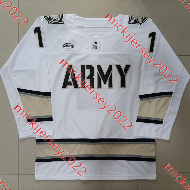 Maillot de hockey de l'armée Lucas Kanta Hunter McCoy Max Itagaki Brett Abdelnour Sean Vlasich Stephen Willey Joey Baez Maillots de chevaliers noirs de l'armée cousus sur mesure