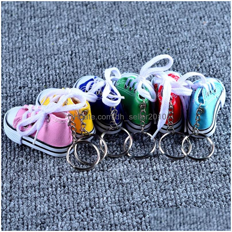 Keychains Lanyards Creative Canvas Shoes Designer Key Chain Cell Phone Charms Sneaker Handbag Pendant Keyring Keychain for Dh2td