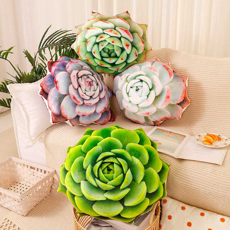 Stuffed Plush Animals 50/75CM Simulation Succulent Plants Plushie Pillow Lifelike Flowers Plush Cushion Stuffed Soft Pillow Creative Decor Gifts HKD230706