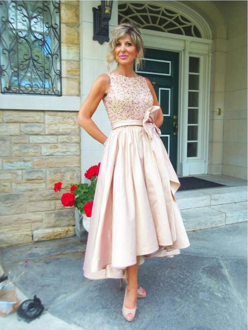 2023 Newest High Low Mother Of The Bride Dresses Sleeveless Mother's Dresses O neck Elegant Women Evening Dresses Party Gowns